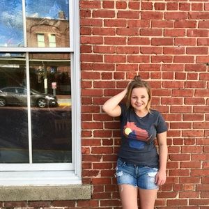 Distressed jean shorts